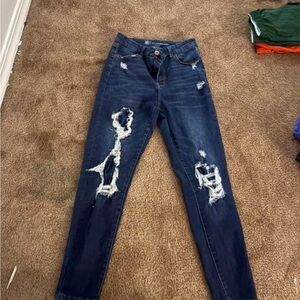 No Boundaries Dark Blue Distressed Skinny Jeans